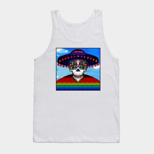 Day of the Dead Abstract Mariachi Calavera Skeleton Tank Top